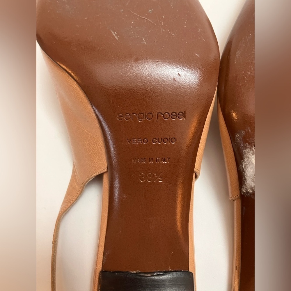 VINTAGE SERGIO ROSSI tan sling back pumps - Picture 6 of 6